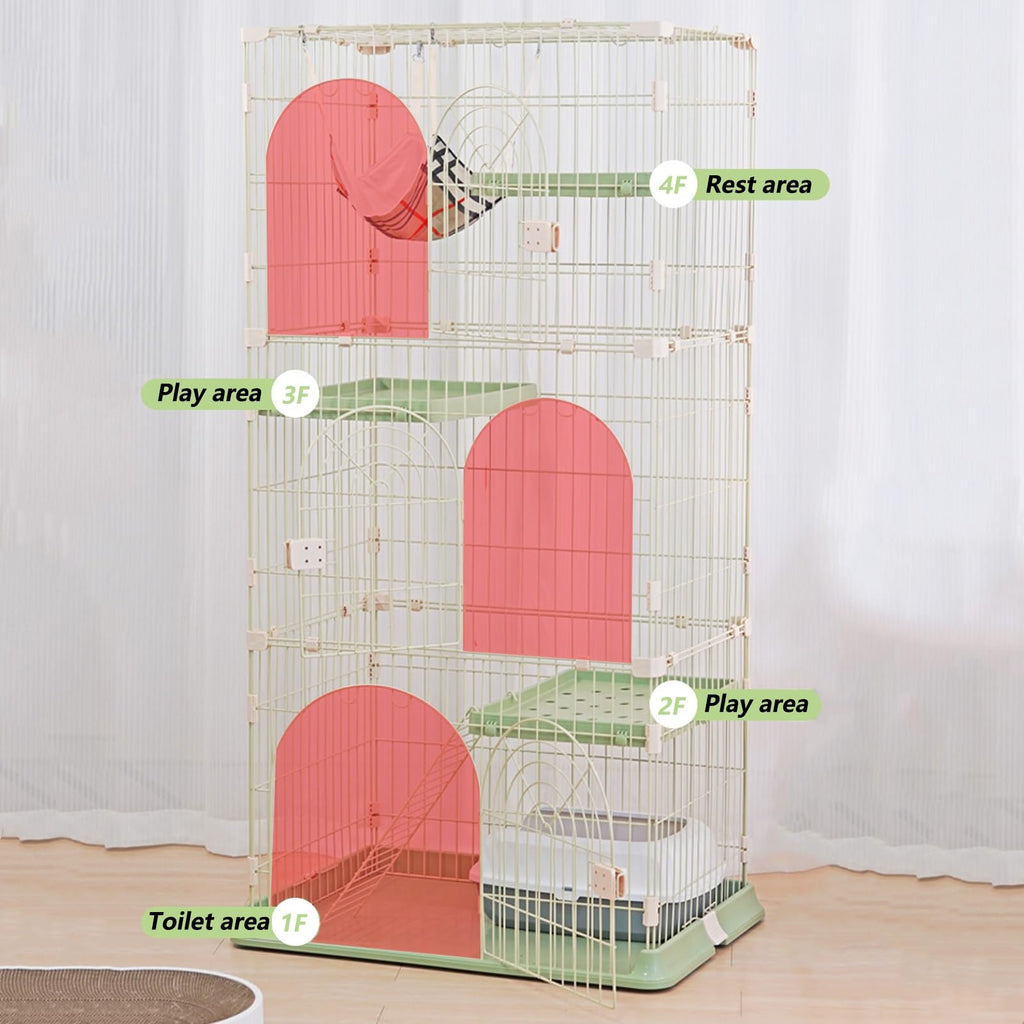 3/4-Tier Wire Cat Cage Playpen Kennel with Hammock G30104