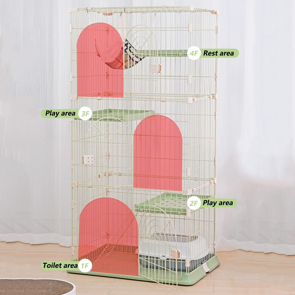 3/4-Tier Wire Cat Cage Playpen Kennel with Hammock G30104