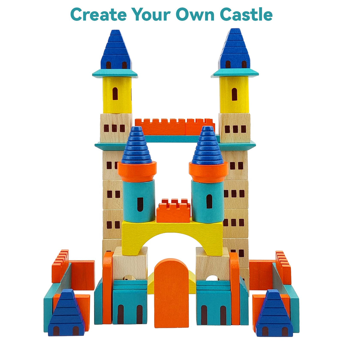69 Pcs Wooden Building Blocks Set U91878