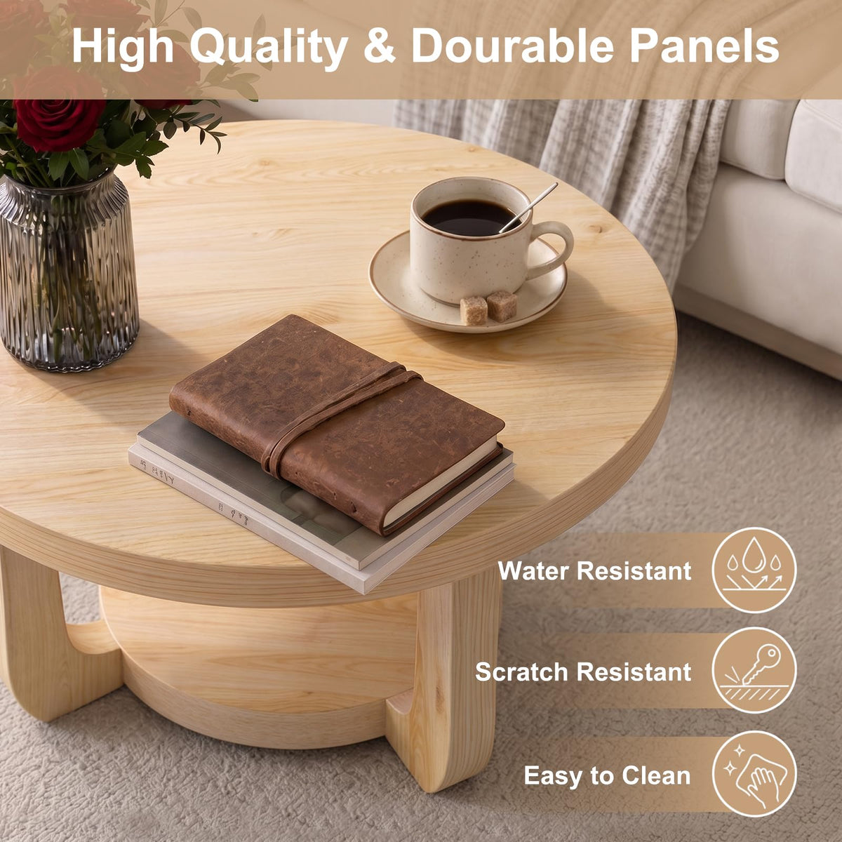 Round 2-Tier Coffee Table with Storage S6589