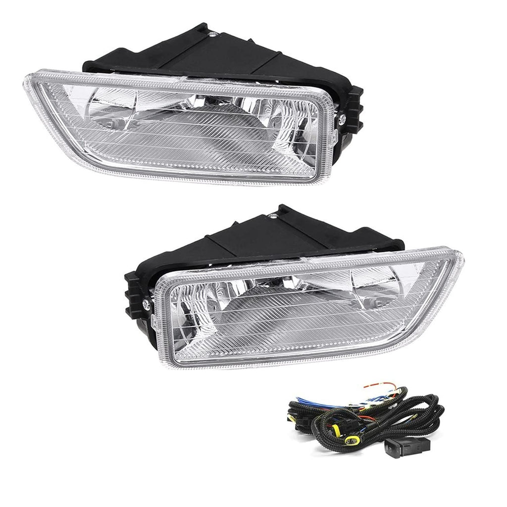 Driving Fog Lights Lamps Replacement with H11 12V 55W Halogen Bulbs & Wiring Harness Kit (Clear Lens) D4580