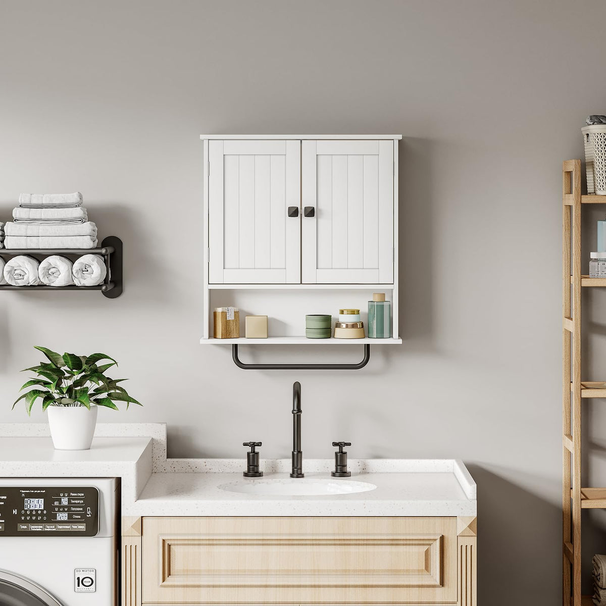 Wall Mounted Medicine Cabinet with Towels Bar J7149