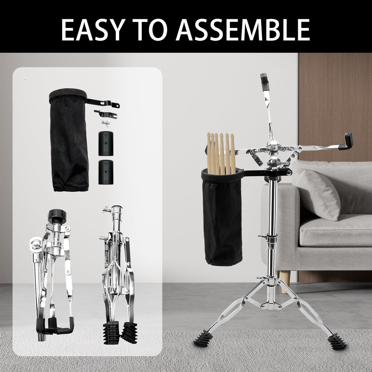 Adjustable Snare Drum Stand with Sticks Holder M5725