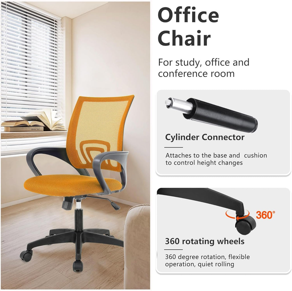 Orange Mesh Mid-Back Office Chair E748244