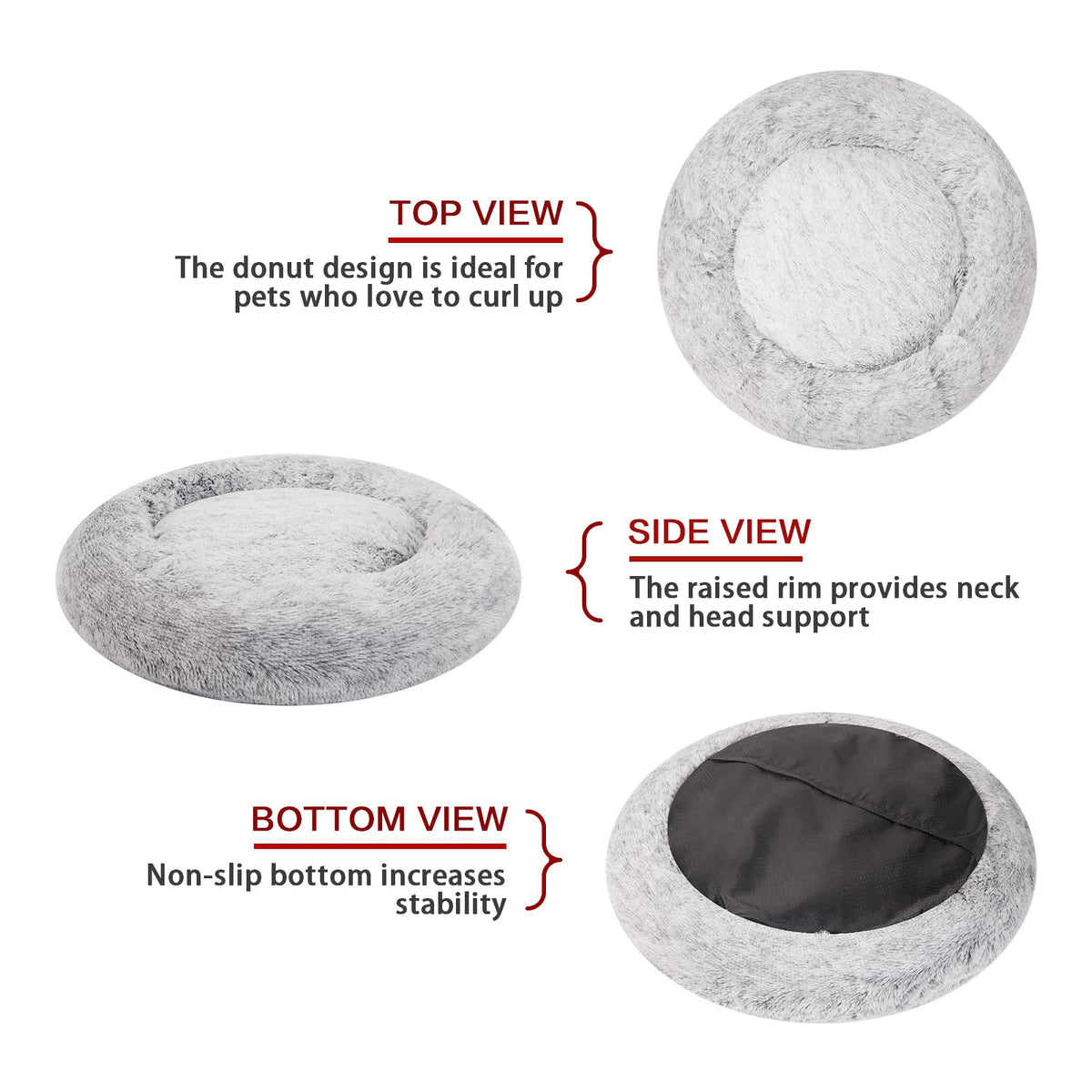 Dark Grey 36" Round Dog Bed A783567