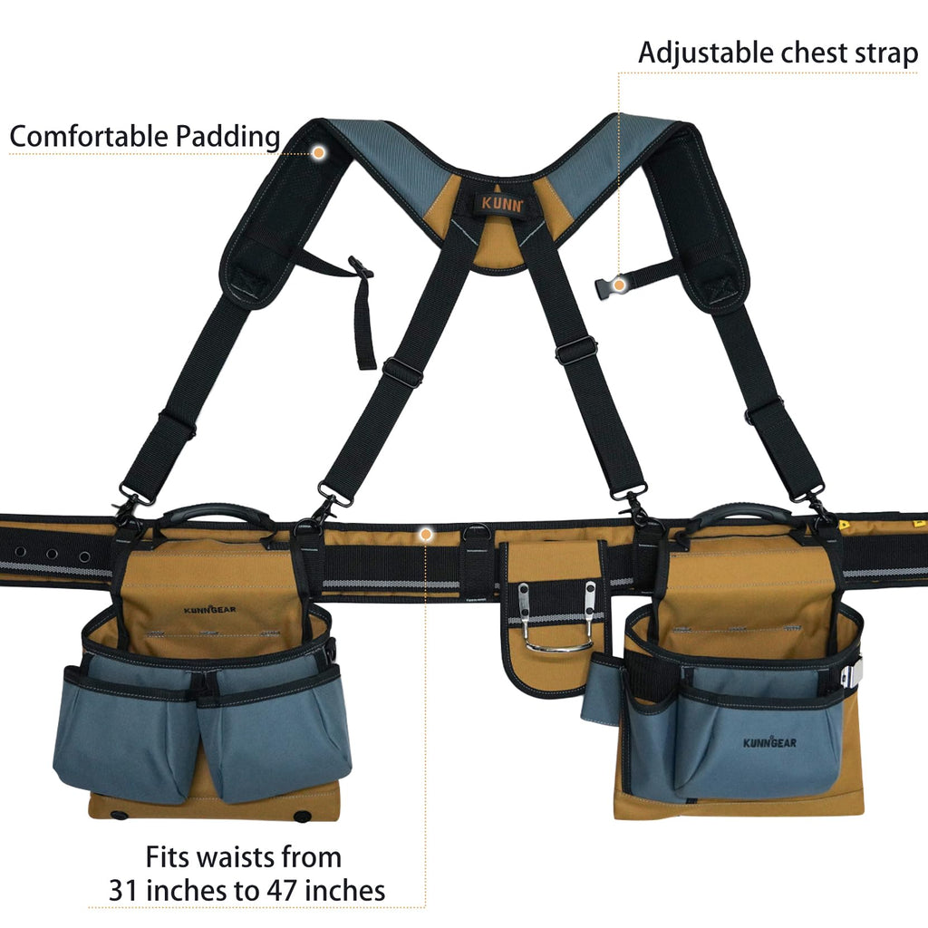 Khaki Carpenter Tool Belt with Suspenders I62299