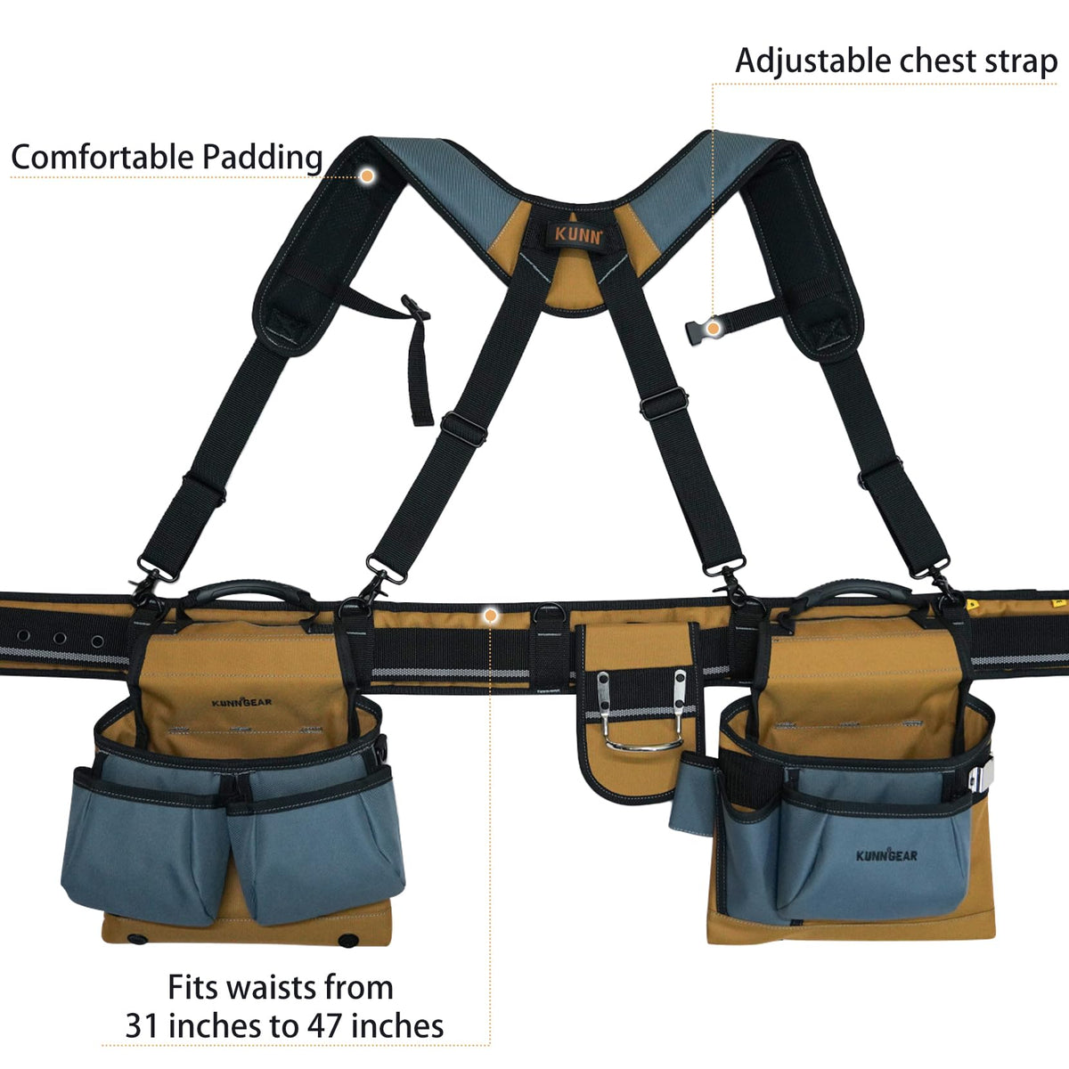 Khaki Carpenter Tool Belt with Suspenders I62299