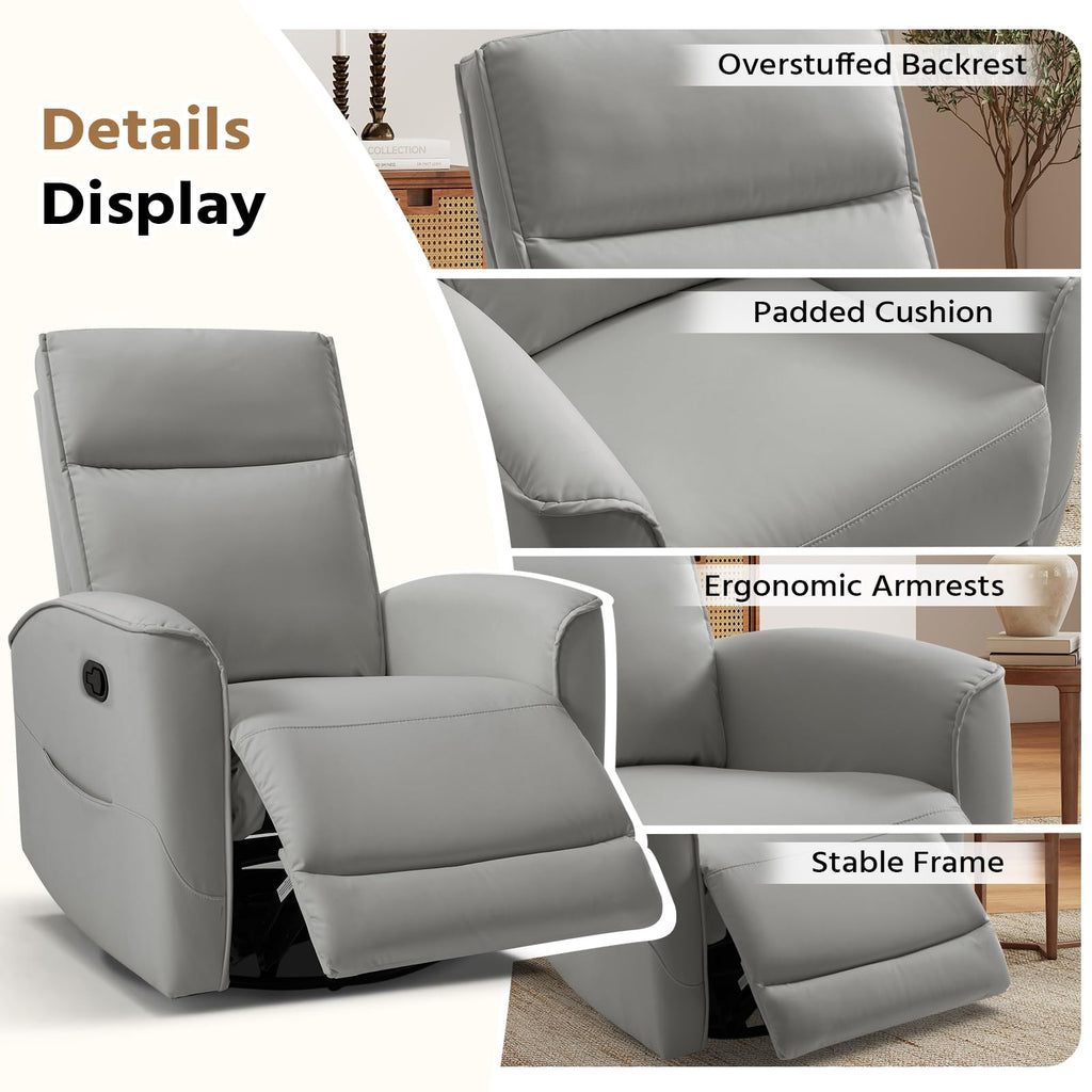 Manual Faux Leather Swivel Rocker Recliner Chair G154522