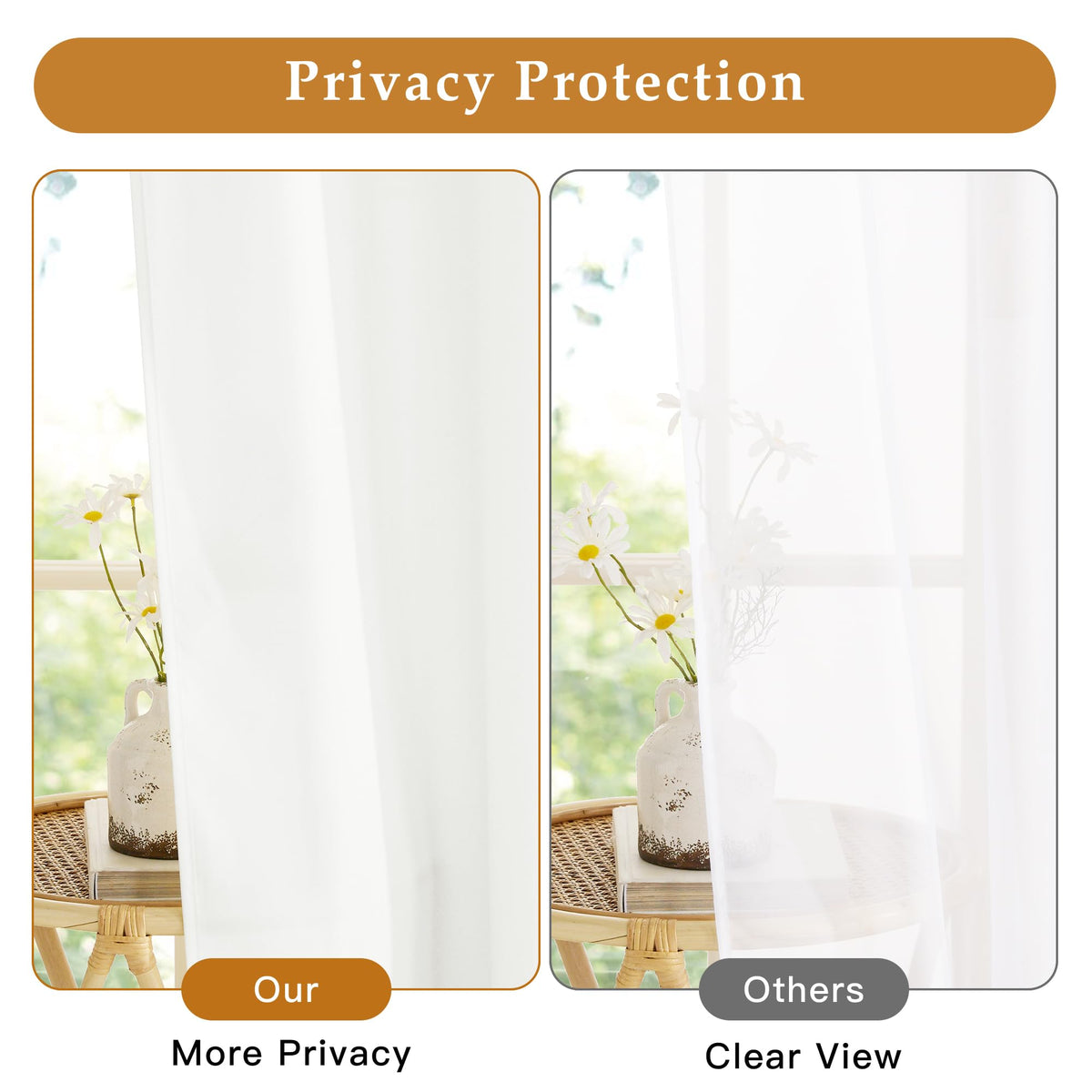 White 84 inches Long Semi Sheer Curtains N503