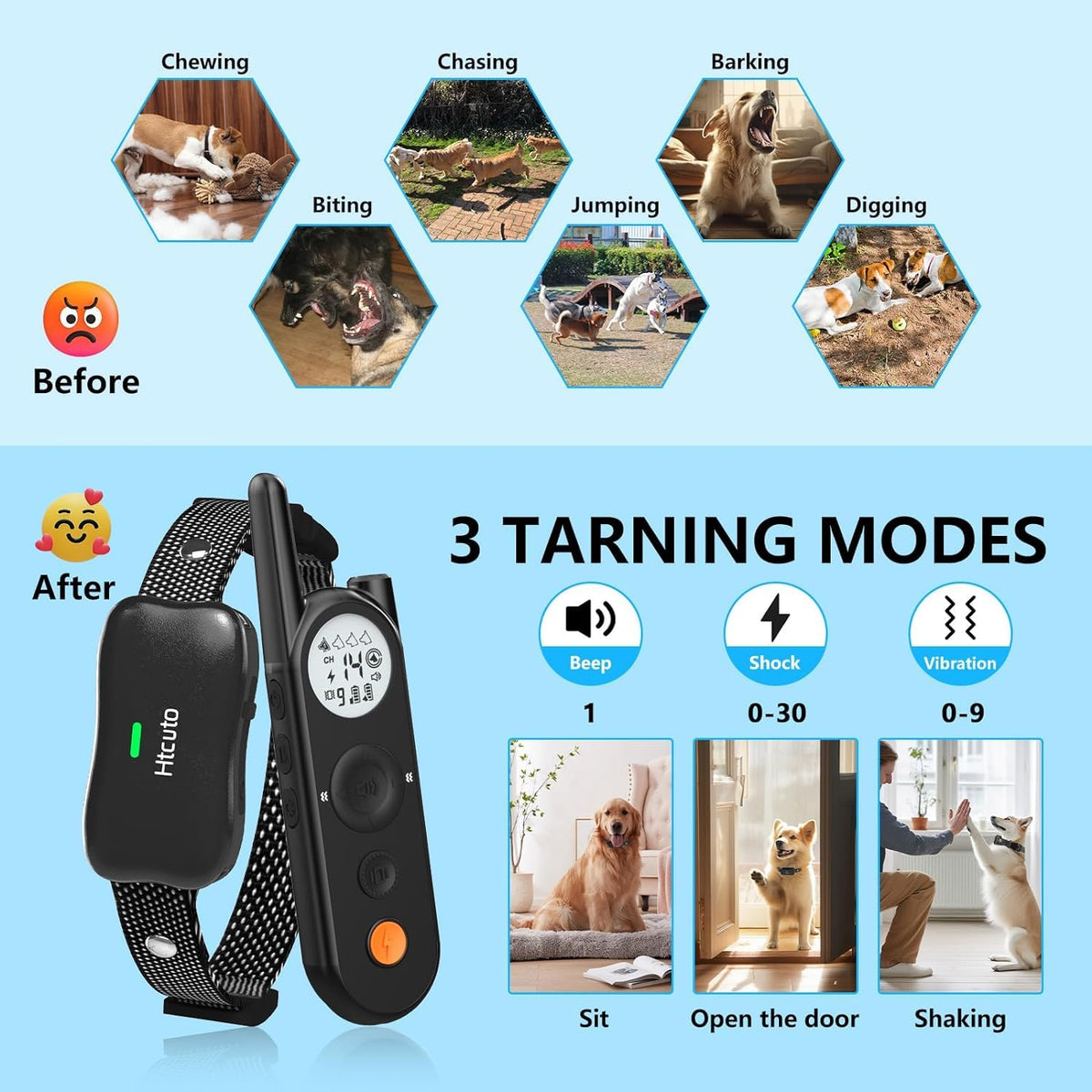 Wireless Dog Fence & Electronic Training Collar 2 in 1, IPX7 Waterproof N89697
