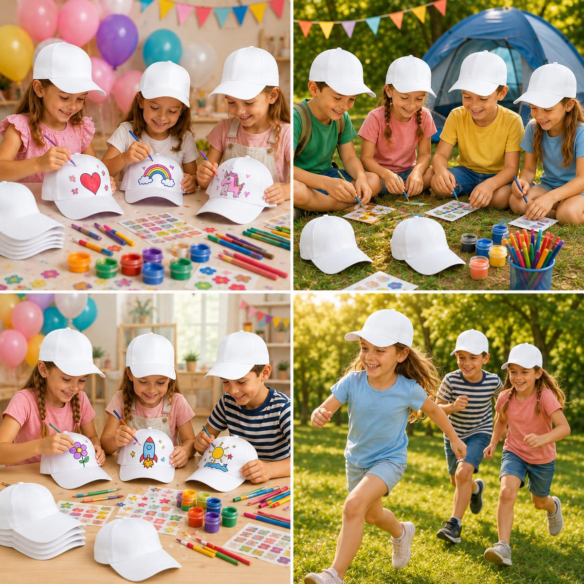 30 Pcs DIY Kids Baseball Caps Hats T60391