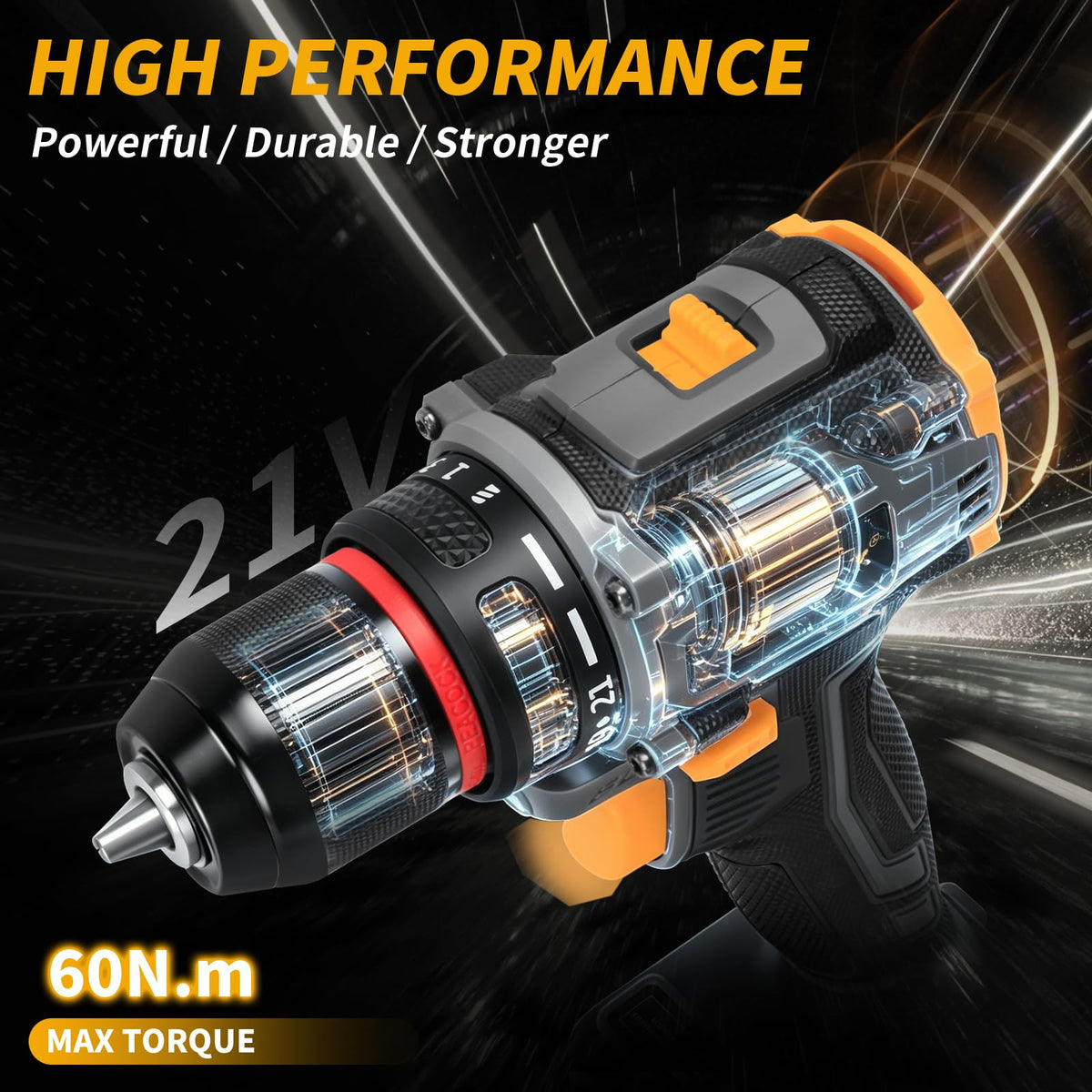 Cordless Drill Set 21V Brushless with 2 x 2.0Ah Battery U797128