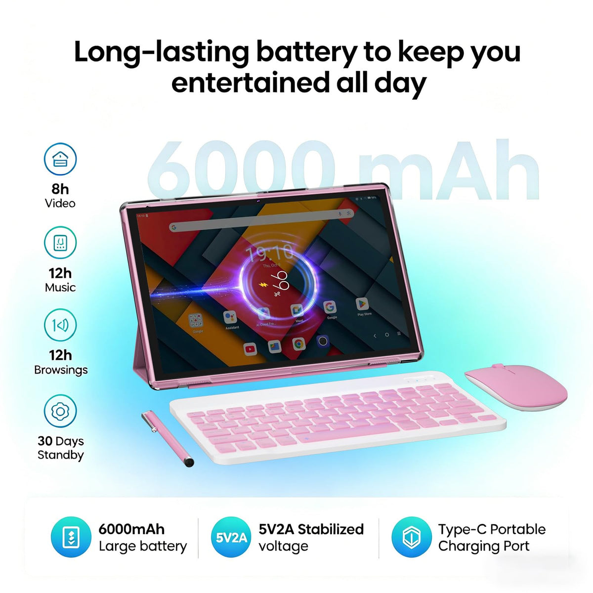 10 inch 2 in 1 Android Tablet with Keyboard 8GB RAM 32GB ROM V925546