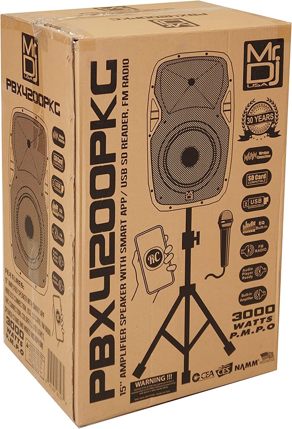15" 2-Way Powered Bluetooth Karaoke Speaker with Speaker Stand R543