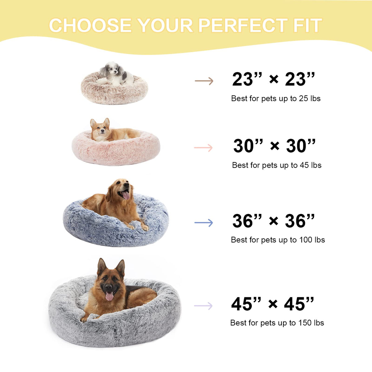 Dark Grey 36" Round Dog Bed A783567