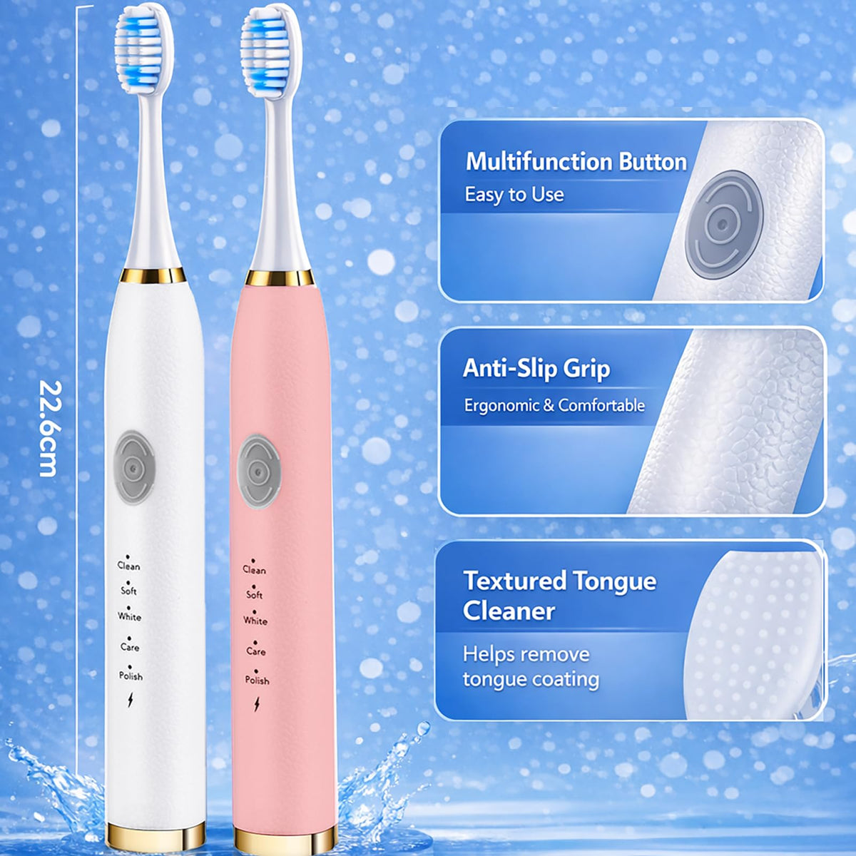 2 Pack Electric Toothbrush with 10 Replacement Brush Head D5690