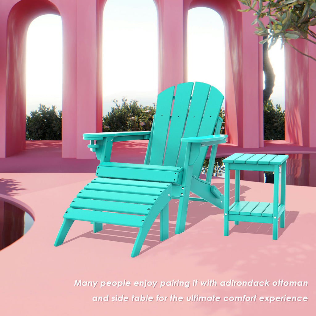 Aqua HDPE Plastic 2-Shelf Outdoor Side Table Y8675