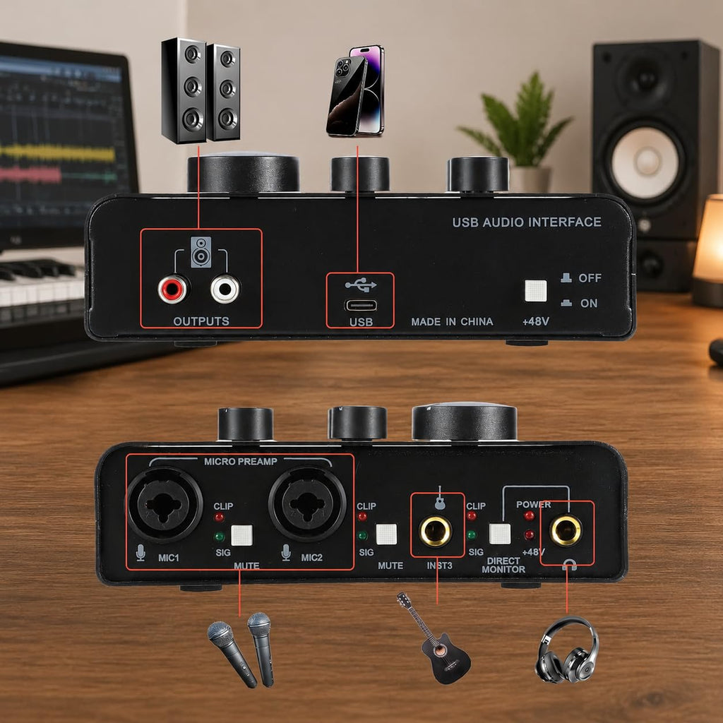 USB C Audio Interface with 48V Phantom Power Q785