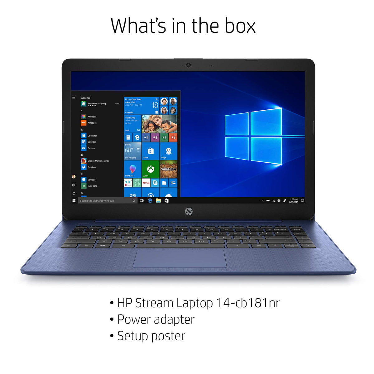 14-inch Laptop, Intel Celeron N4000, 4 GB RAM, 32 GB eMMC, Royal Blue Z486995