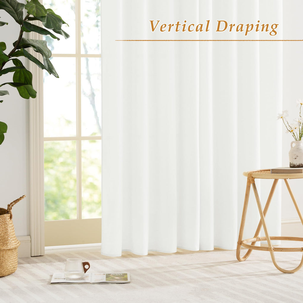 White 84 inches Long Semi Sheer Curtains N503