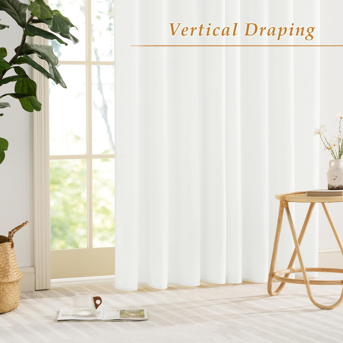 White 84 inches Long Semi Sheer Curtains N503
