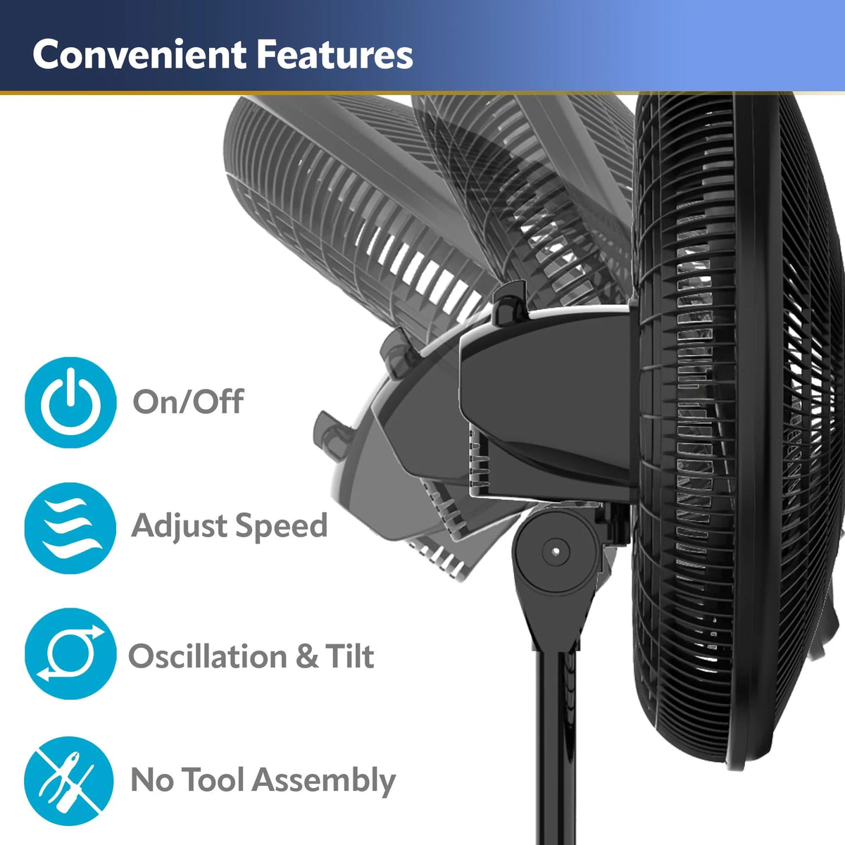 16" Oscillating Adjustable Pedestal Fan I136007