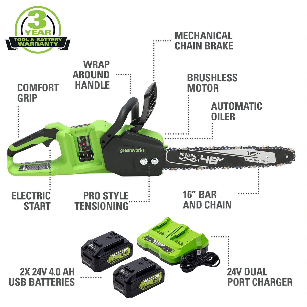 48V 16 in Cordless Electric Chainsaw P538