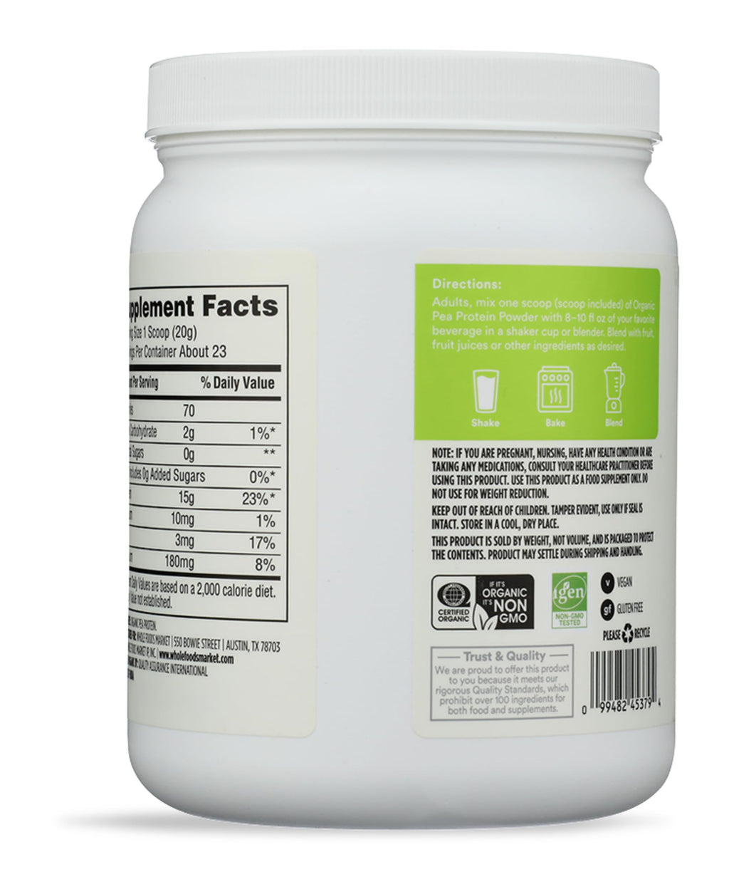 Organic Pea Protein, 16 Ounce I18247