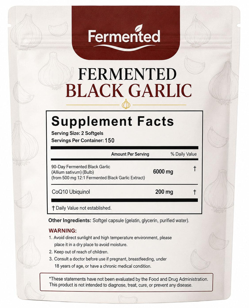 Black Garlic Coq10 Ubiquinol Softgels H8928