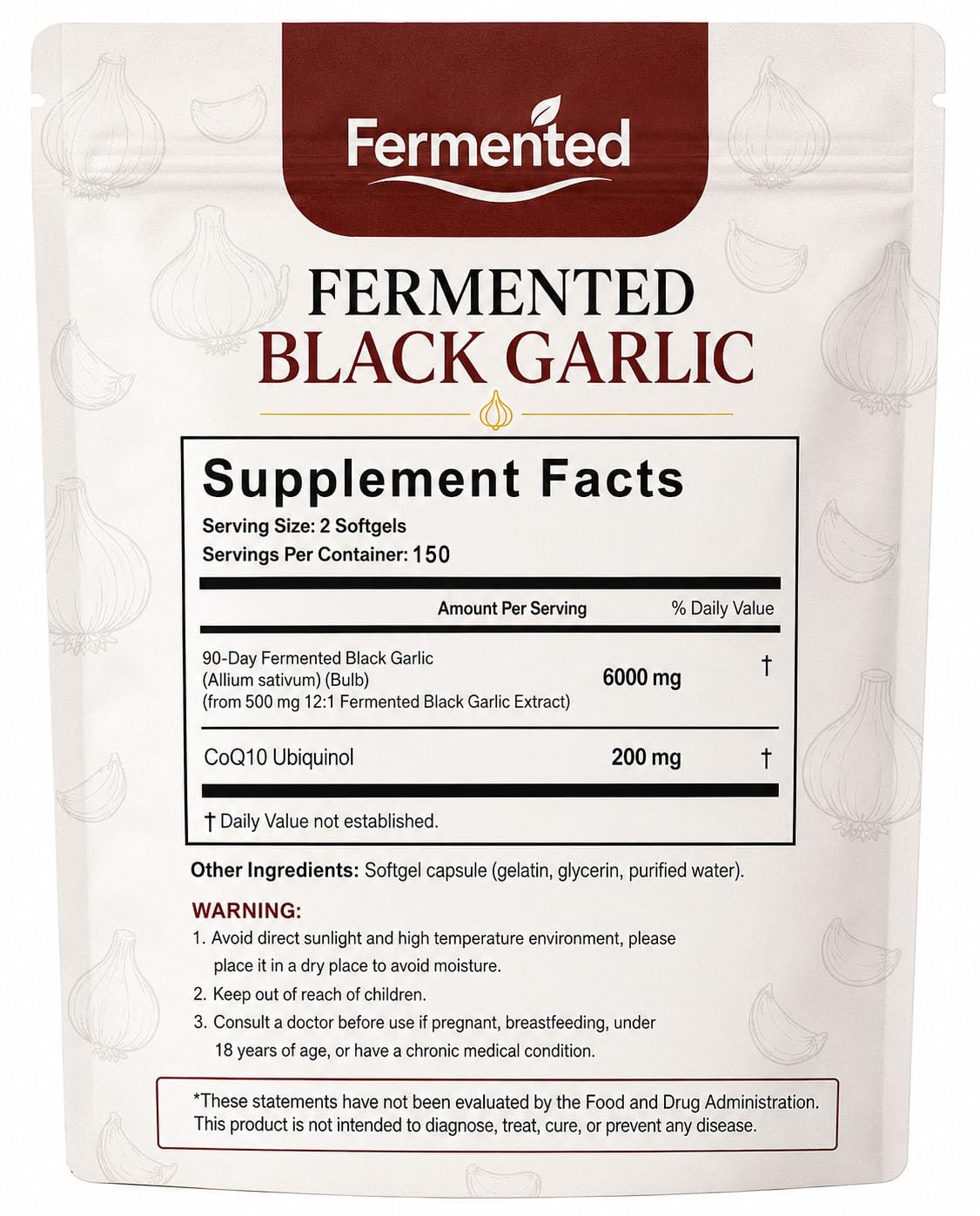 Black Garlic Coq10 Ubiquinol Softgels H8928