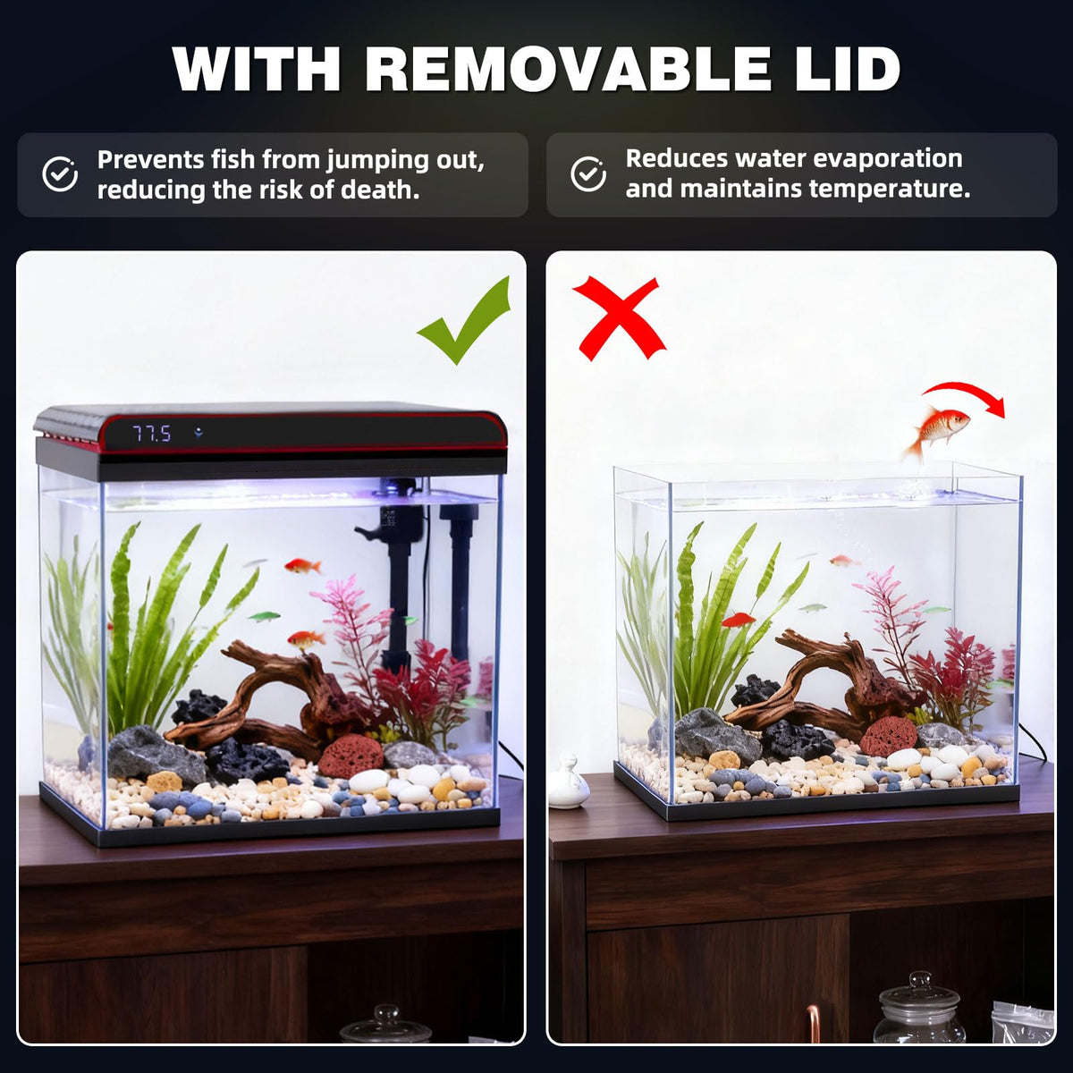20 Gallon Glass Fish Tank Aquarium Starter Kit with LED Lights Filter Pump J56583