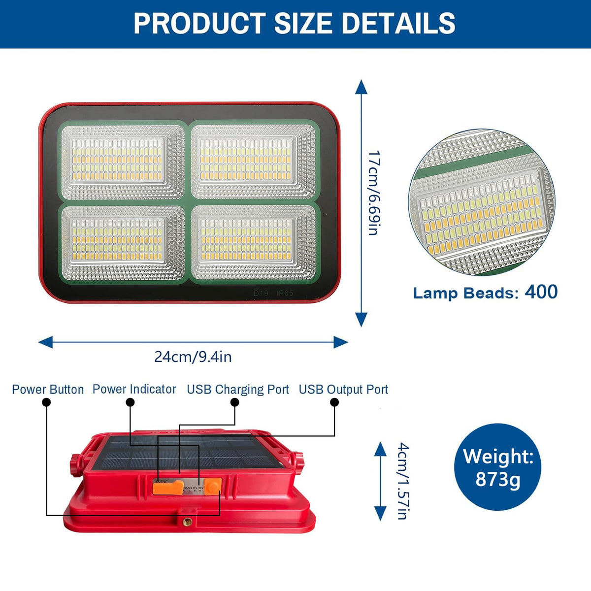 Portable Rechargeable Magnetic Work Light 16500mAh 200W 15000LM IP69 H744486