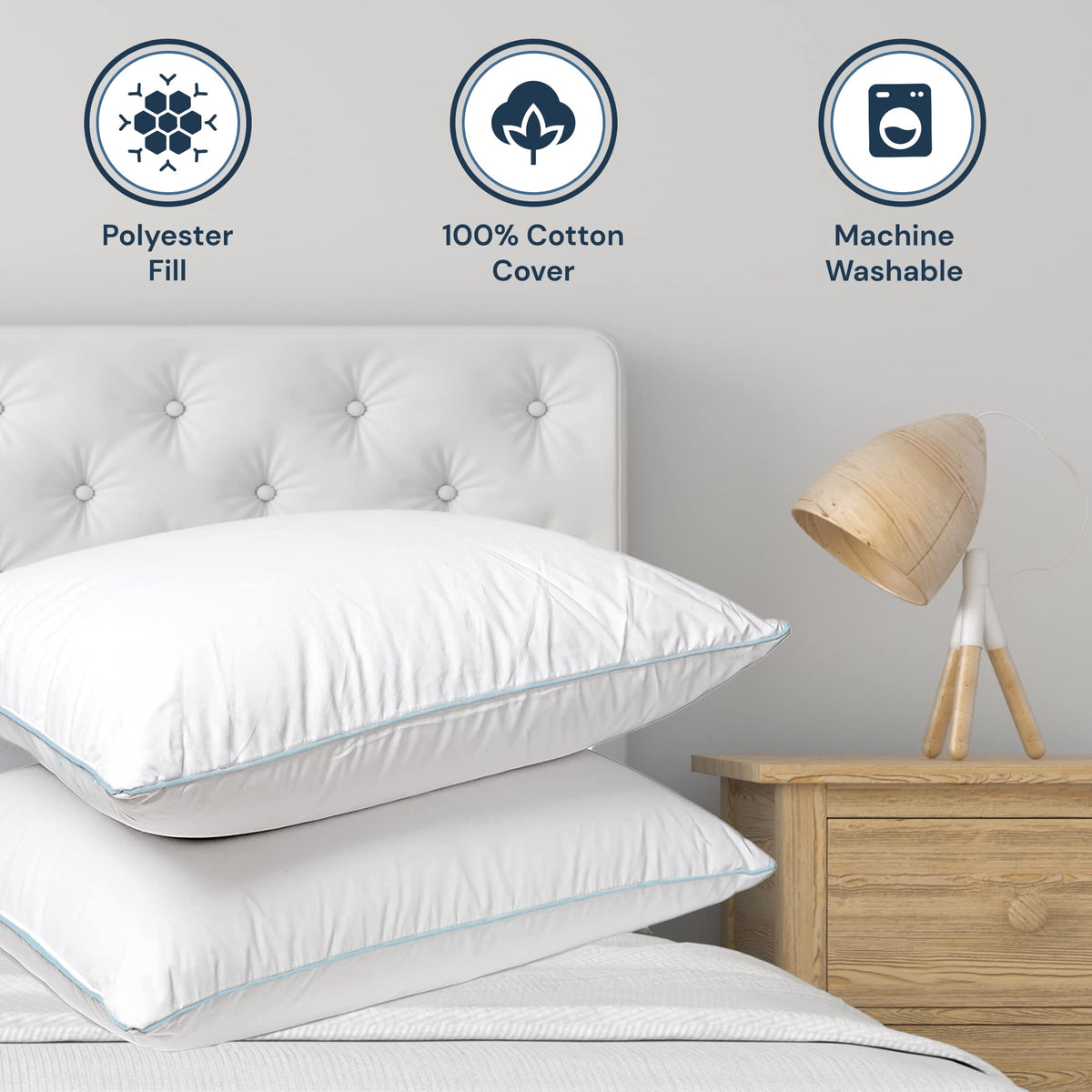 Blue King Size Down Alternative Cotton Pillows 2 Pack M100