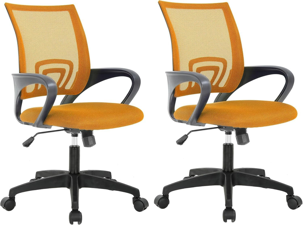 Orange Mesh Mid-Back Office Chair E748244
