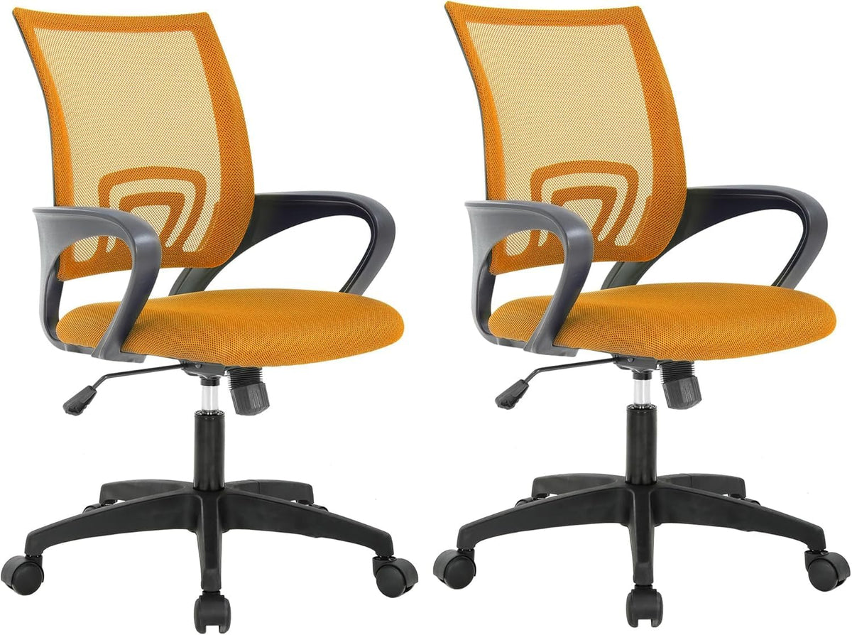 Orange Mesh Mid-Back Office Chair E748244