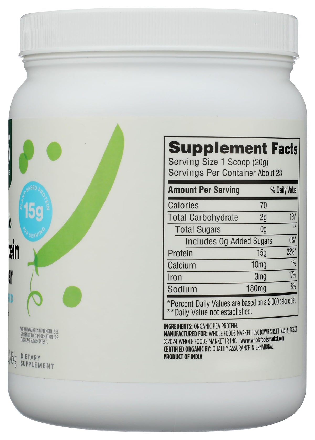 Organic Pea Protein, 16 Ounce I18247