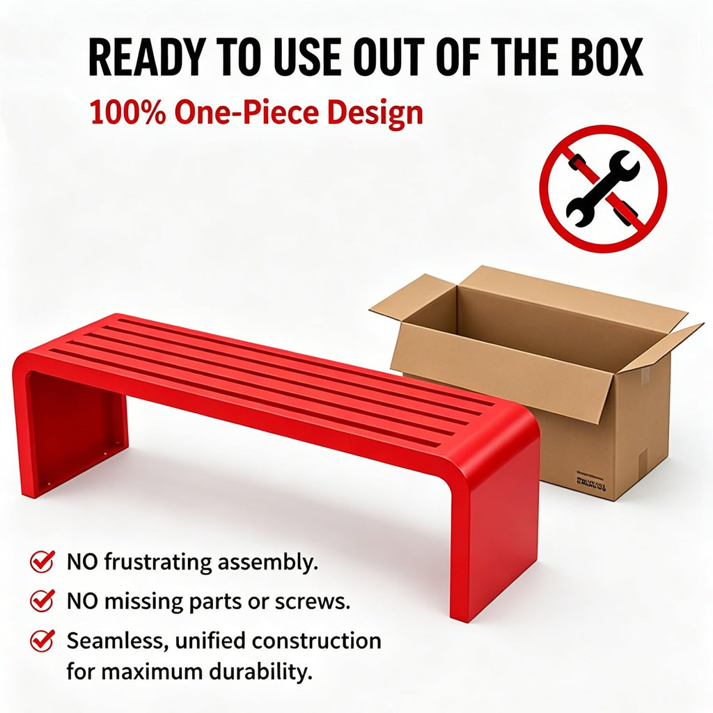 Red Metal Outdoor Patio Garden Bench 660lbs 39in U596