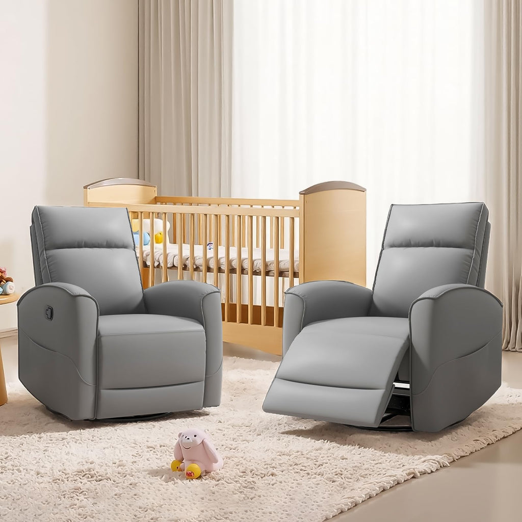 Manual Faux Leather Swivel Rocker Recliner Chair G154522