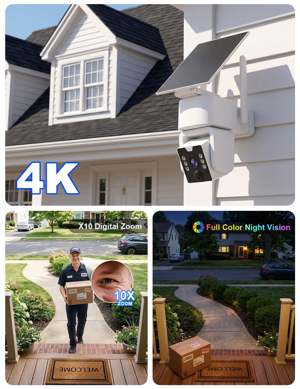 Wireless Outdoor Security Camera System, 4MP, 4 Cam-Kit, Color Night Vision V9664