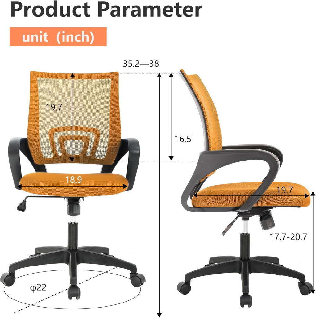 Orange Mesh Mid-Back Office Chair E748244
