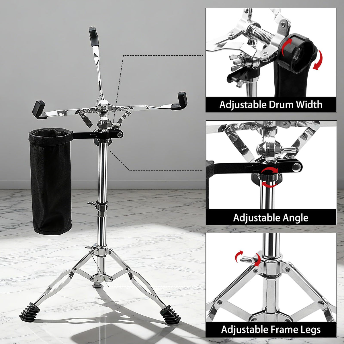 Adjustable Snare Drum Stand with Sticks Holder M5725