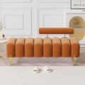 Velvet Upholstered Bench Ottoman with Adjustable Backrest L819448
