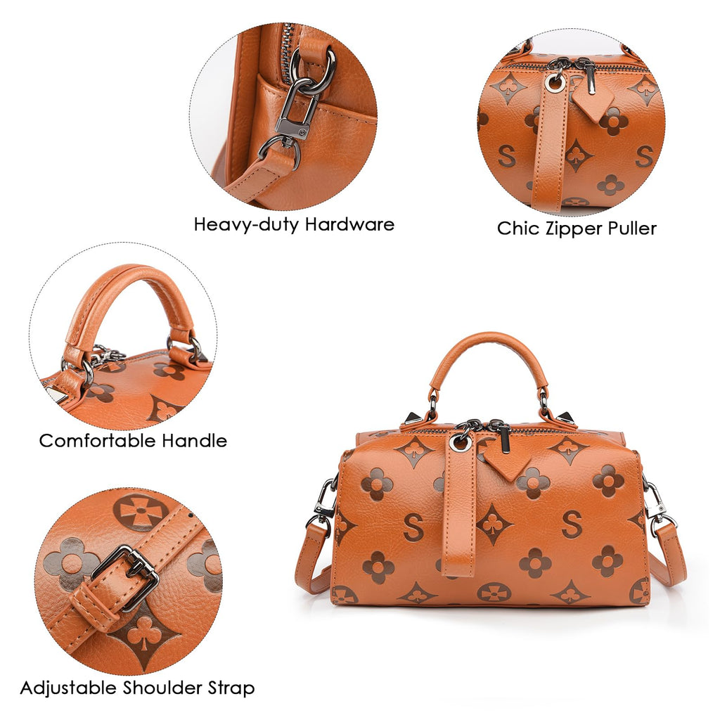 Women Floral Embossed PU Leather Tote Handbag U78717