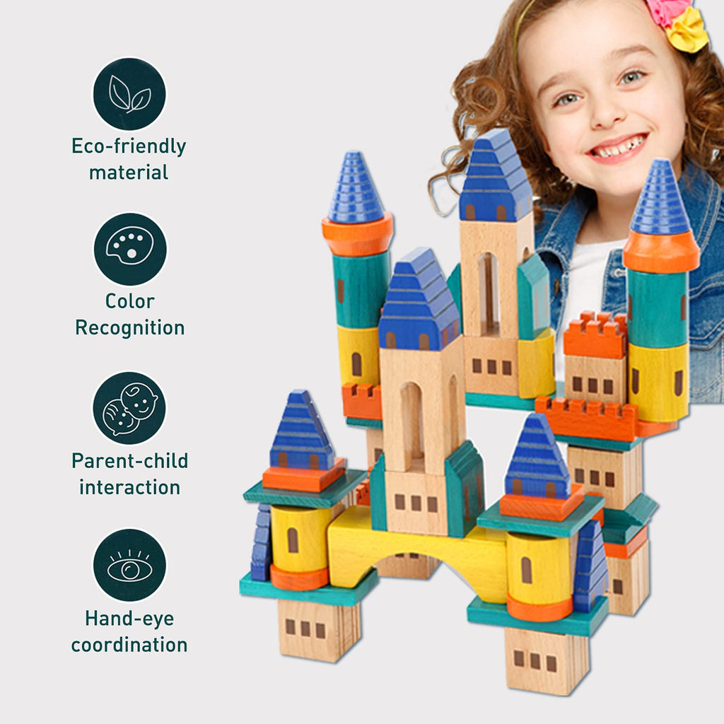 69 Pcs Wooden Building Blocks Set U91878