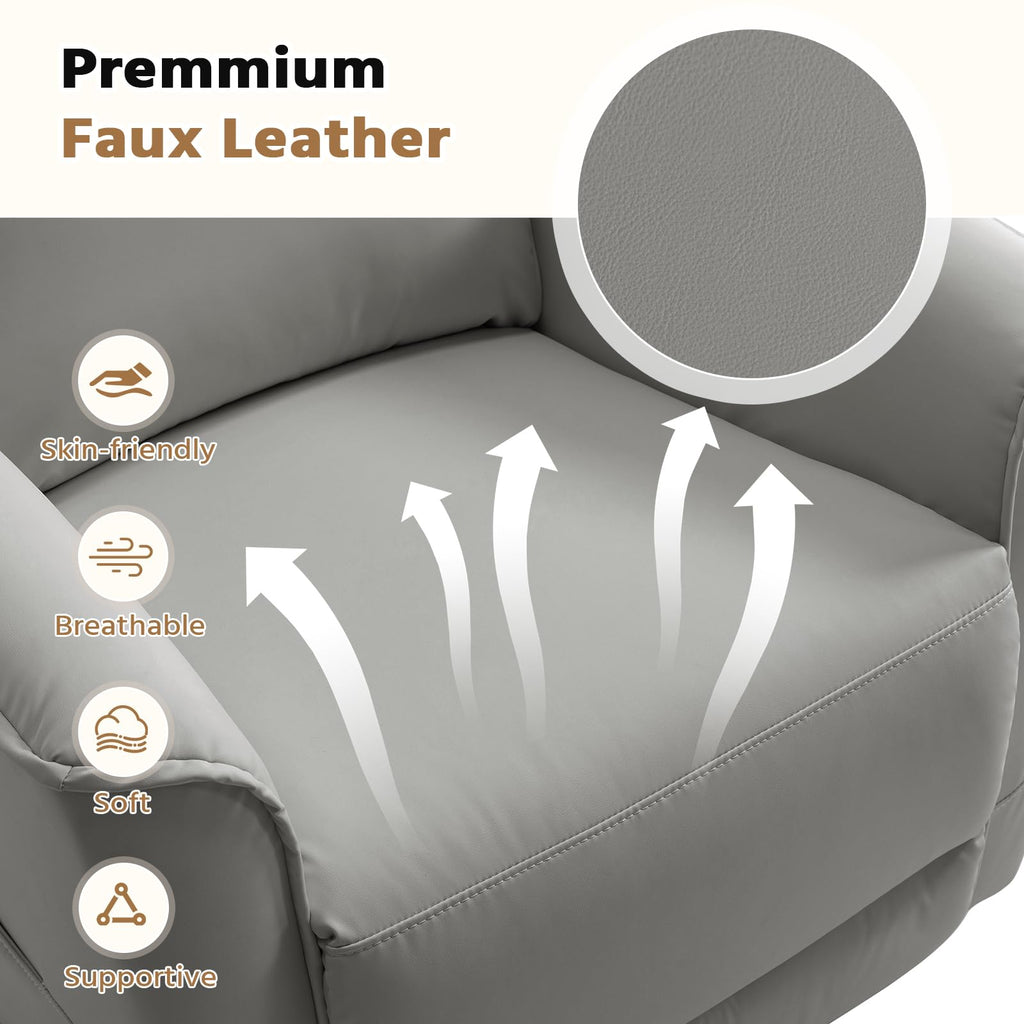 Manual Faux Leather Swivel Rocker Recliner Chair G154522