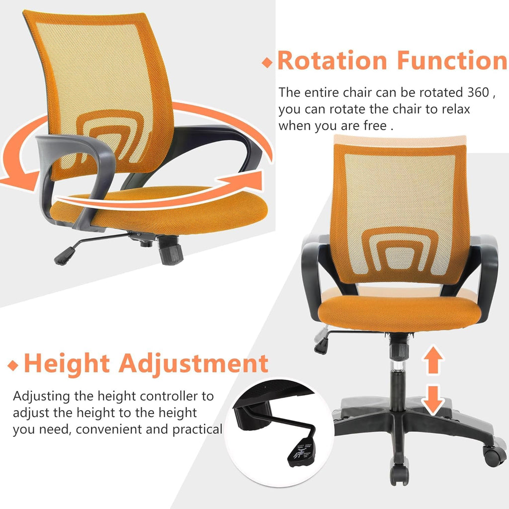 Orange Mesh Mid-Back Office Chair E748244