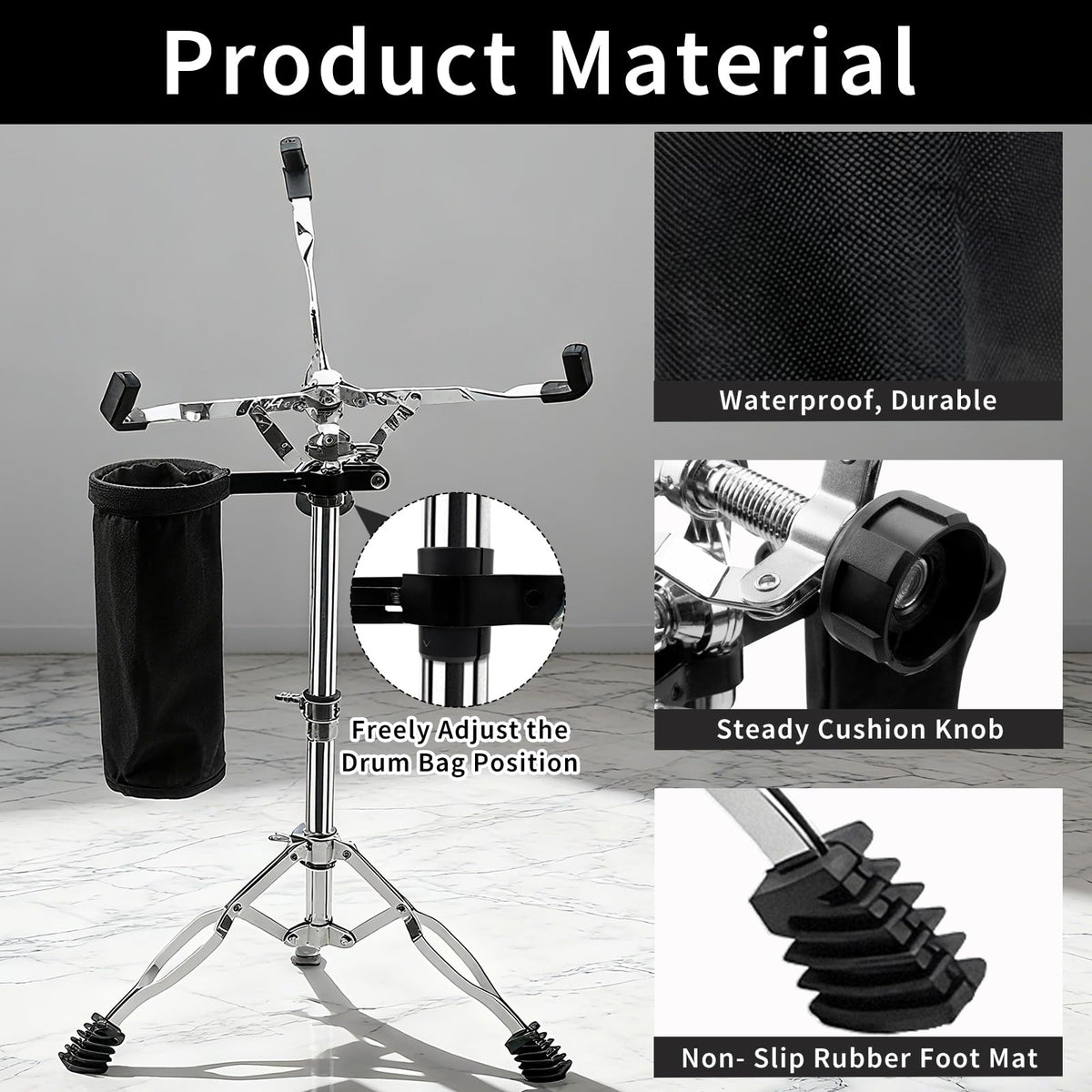 Adjustable Snare Drum Stand with Sticks Holder M5725