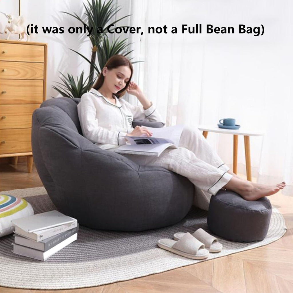 Soft Cotton Hemp Bean Bag Chair Cover White Gray Yellow K164788
