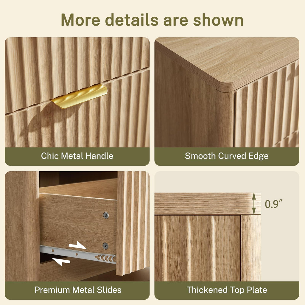 Fluted 6 Drawer Wood Dresser H681