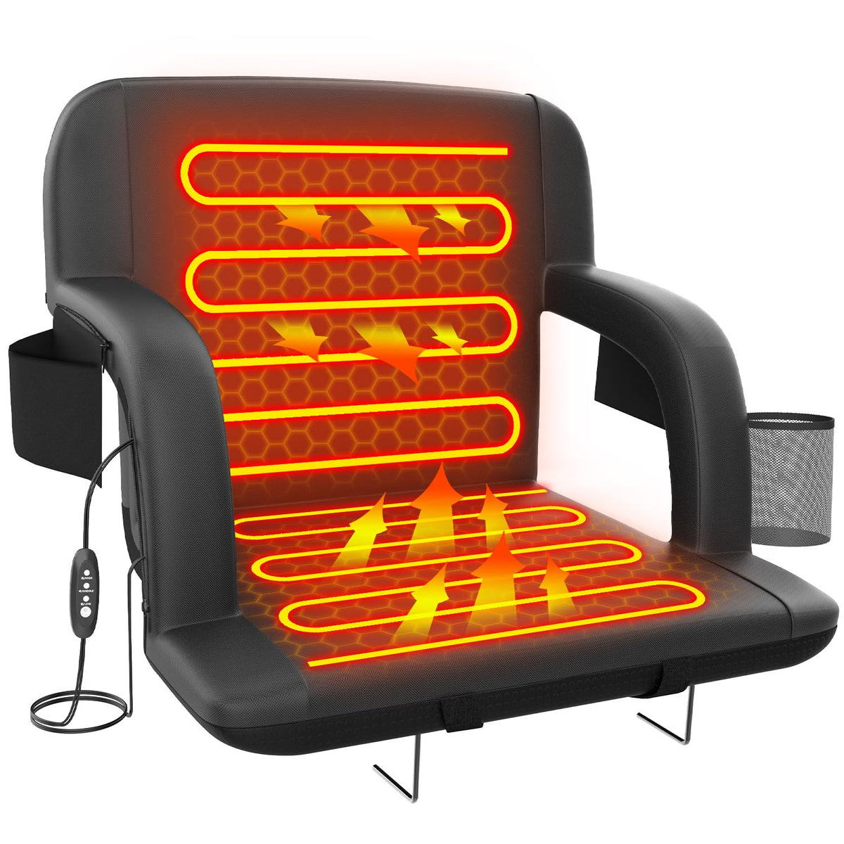 21" Wide Heated Stadium Seats for Bleachers with USB C715
